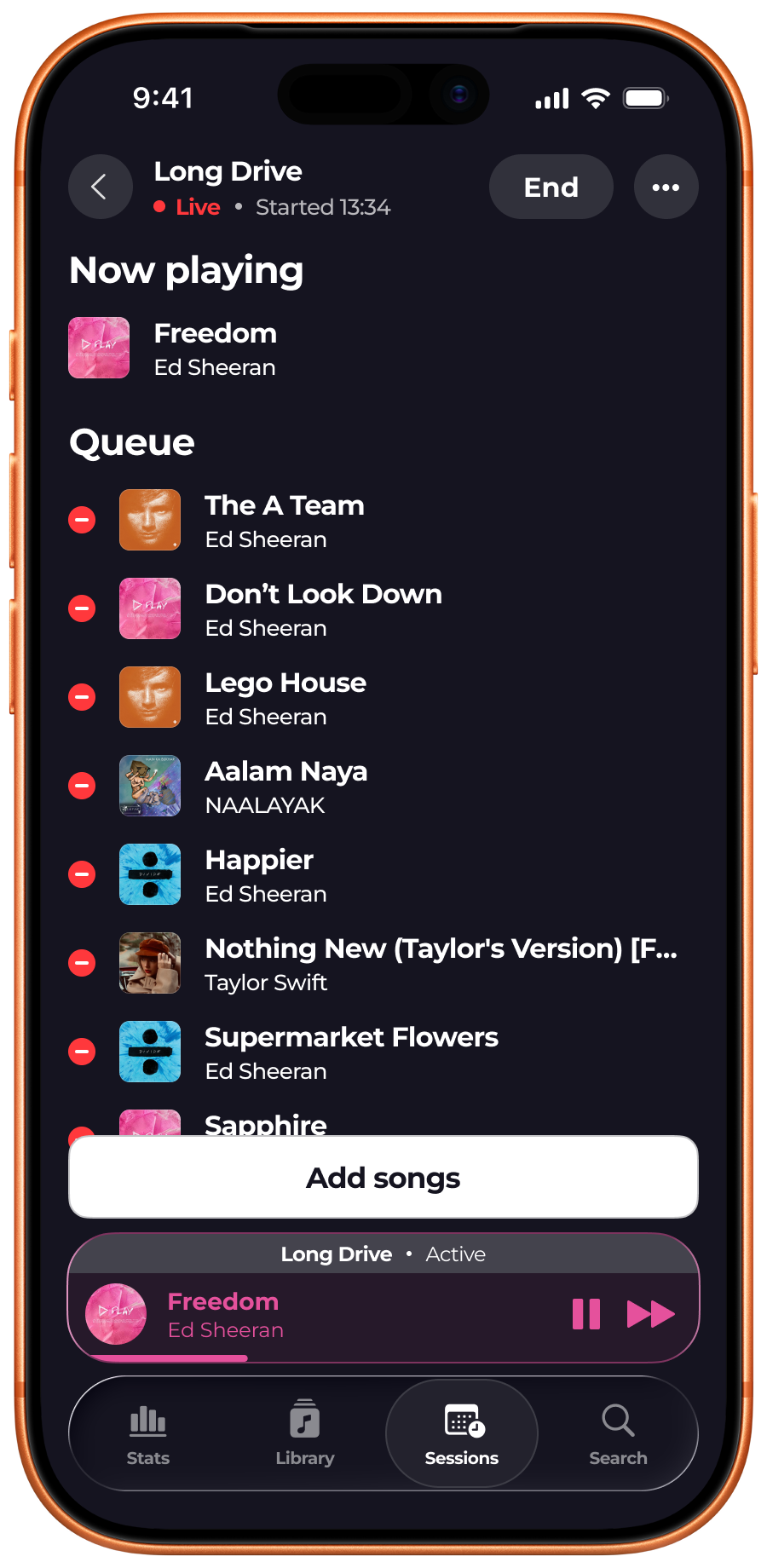 TrackSense active session view