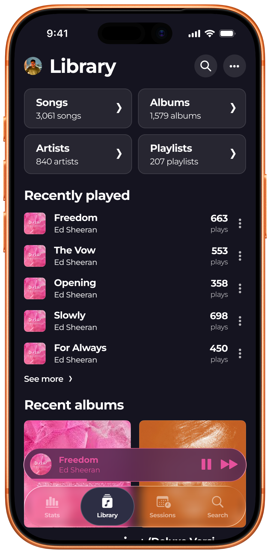 TrackSense library view